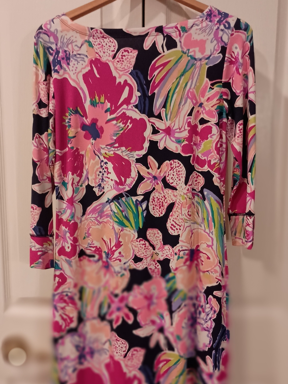 Lilly Pulitzer Pink, Navy & Green Floral Shift Dress - Picture 5 of 6